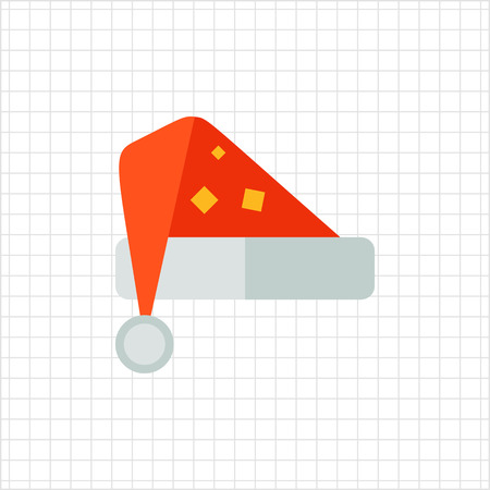 Multicolored vector icon of red Santa hatのイラスト素材