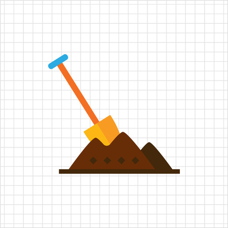 Multicolored vector icon of shovel being stuck in heap of soilのイラスト素材