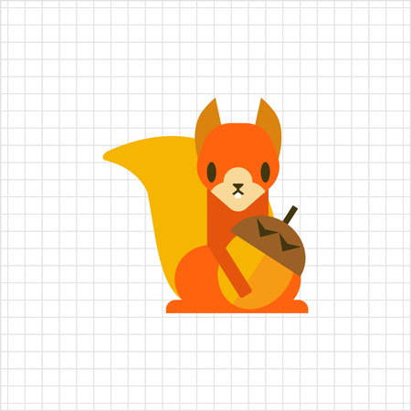 Multicolored vector icon of squirrel holding nutのイラスト素材
