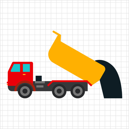 Multicolored vector icon of unloading dump truckのイラスト素材