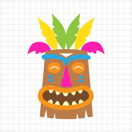 Vector icon of African wooden tribal maskのイラスト素材
