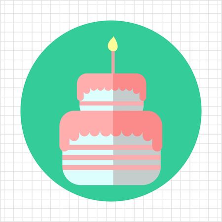 Icon of birthday cake with burning candleのイラスト素材