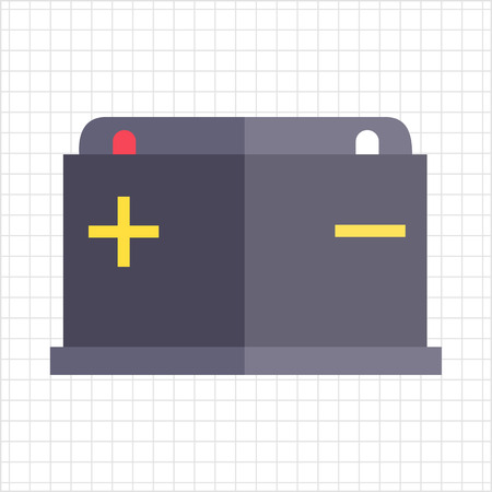 Icon of car battery with plus and minus signsのイラスト素材