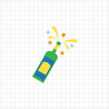 Icon of champagne bottle being opened with sparks and splashesのイラスト素材