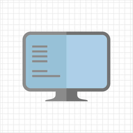 Icon of computer monitor with text on screenのイラスト素材