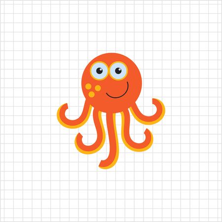 Vector icon of cute smiling cartoon octopusのイラスト素材
