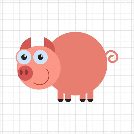 Vector icon of cute smiling cartoon pigのイラスト素材
