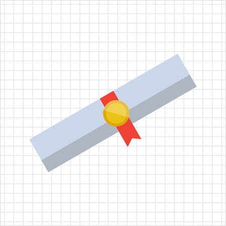 Icon of diploma scroll with ribbon and sealのイラスト素材