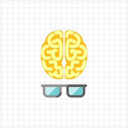 Icon of brain with glassesのイラスト素材