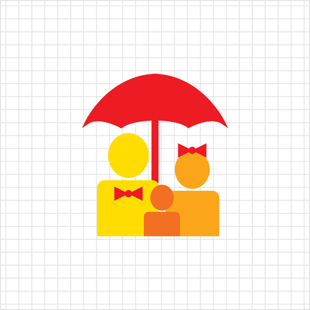 Icon of family members silhouettes under umbrellaのイラスト素材