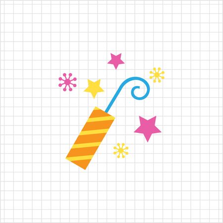 Icon of striped firecracker and sparksのイラスト素材