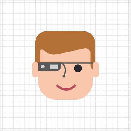 Vector icon of man wearing smart glassesのイラスト素材