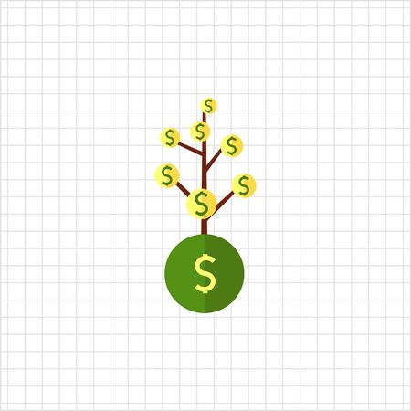 Icon of tree with dollar sign coins instead of leavesのイラスト素材