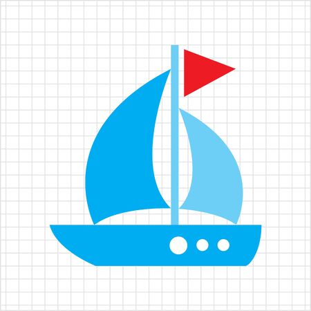 Icon of sailing ship with triangle flagのイラスト素材