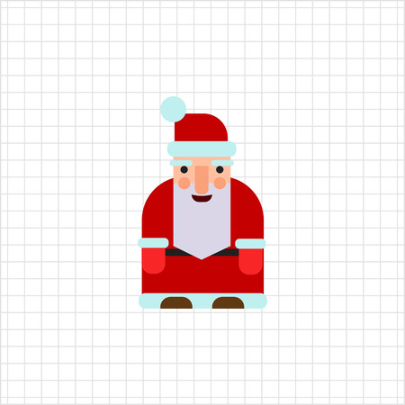 Vector icon of Santa Claus with grey beard wearing traditional costumeのイラスト素材