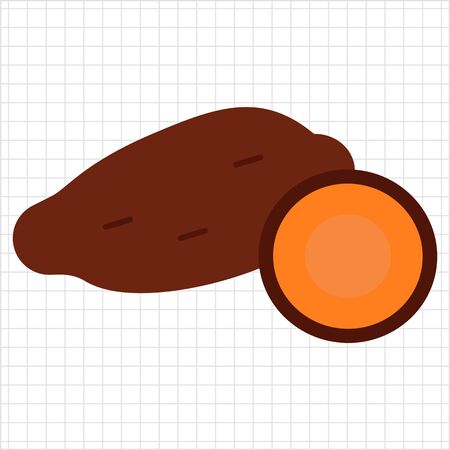 Vector icon of yam tuber and cut yam halfのイラスト素材