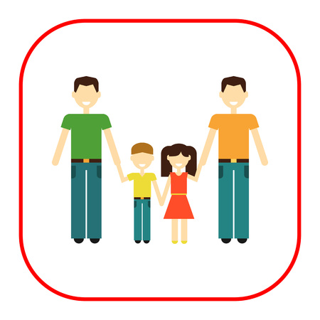 Icon of gay family consisting of two men and two childrenのイラスト素材