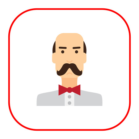 Male character icon, portrait of balding man wearing moustacheのイラスト素材