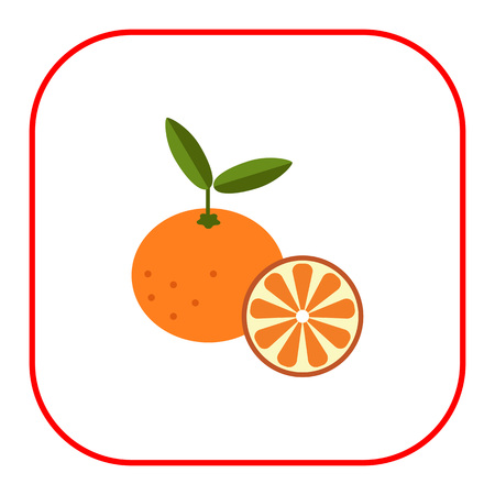 icon of tangerine and cut tangerine halfのイラスト素材