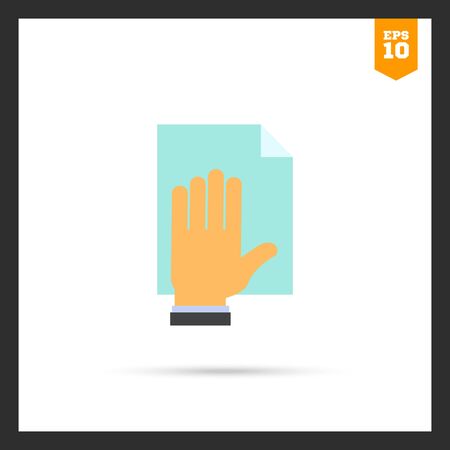 Vector icon of human hand placed on paper documentのイラスト素材