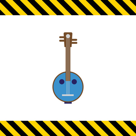 Vector icon of light blue banjo instrumentのイラスト素材