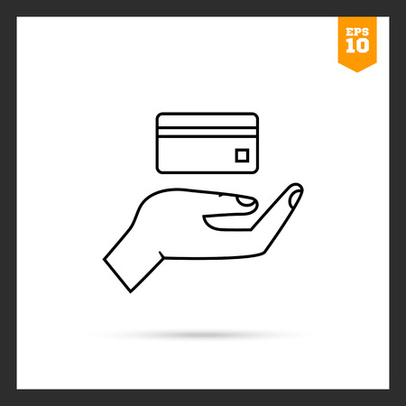 Icon of human palm holding credit cardのイラスト素材