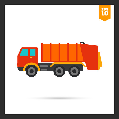 Multicolored vector icon of garbage dumping truckのイラスト素材