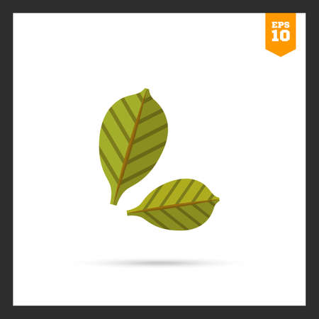 Multicolored vector icon of two green leavesのイラスト素材