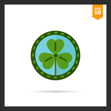 Vector icon of green shamrock leaf in circleのイラスト素材