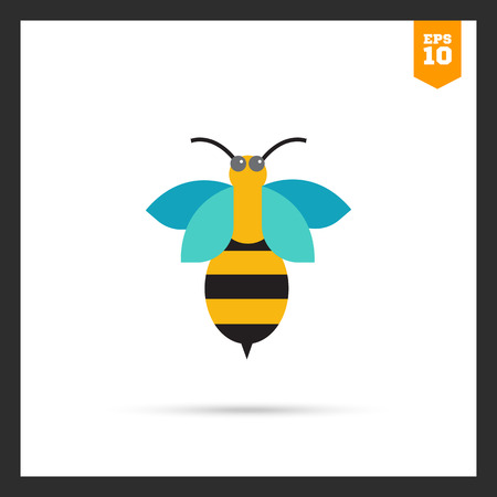 Multicolored vector icon of cartoon bee, top viewのイラスト素材