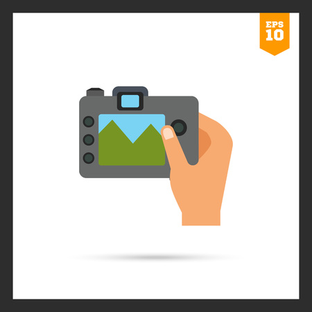 icon of human hand holding digital snapshot cameraのイラスト素材