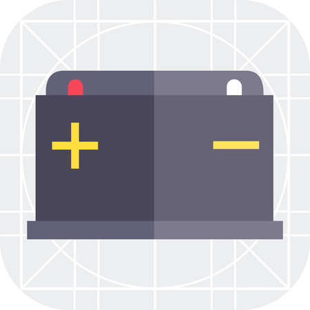 Icon of car battery with plus and minus signsのイラスト素材