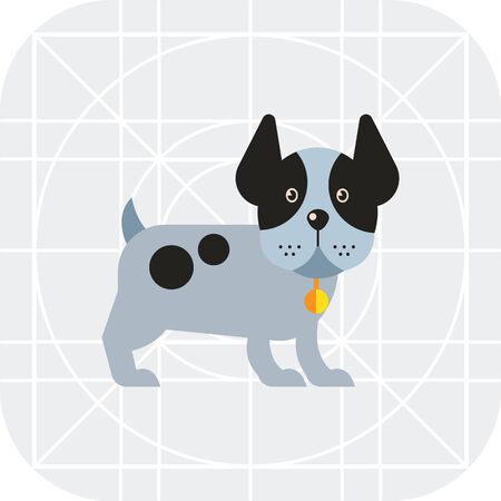 Multicolored vector icon of funny dog standing with its ears upのイラスト素材