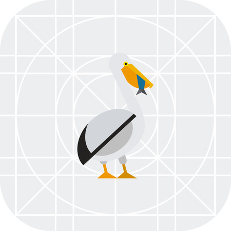 Multicolored vector icon ofpelican swallowing fishのイラスト素材