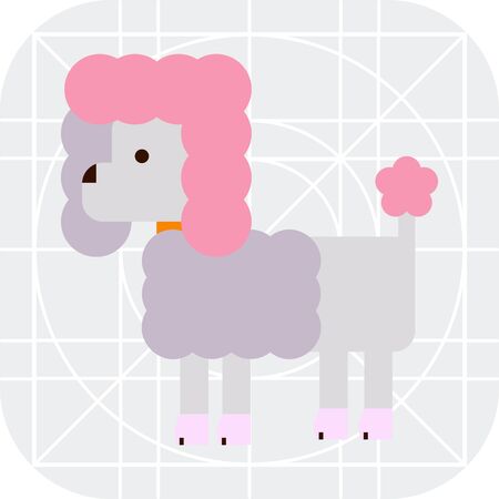 Multicolored vector icon of poodlewith dog collarのイラスト素材