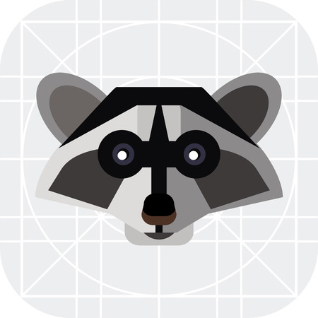 Multicolored vector icon of striped raccoon headのイラスト素材