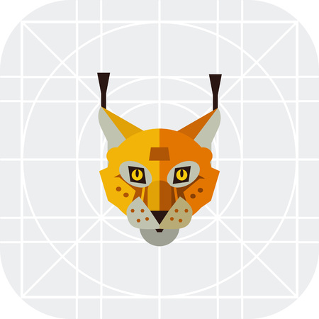 Multicolored vector icon of red lynx headのイラスト素材