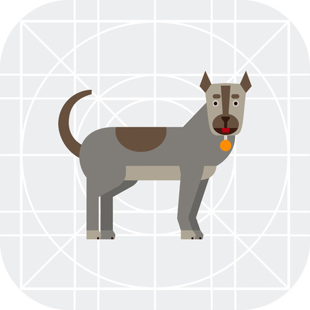 Multicolored vector icon of grey dog with dog collarのイラスト素材