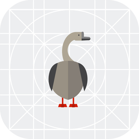 Multicolored vector icon of grey goose, back viewのイラスト素材