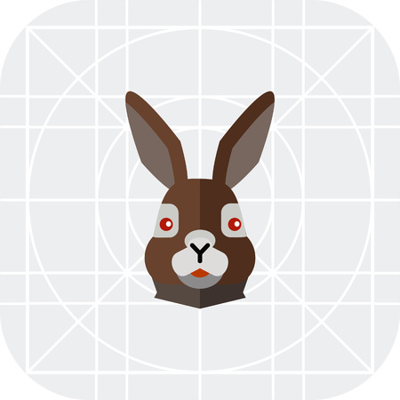 Multicolored vector icon of brown hare headのイラスト素材