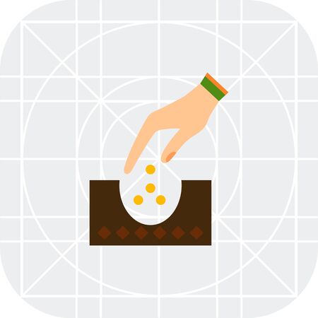Vector icon of human hand planting seeds into groundのイラスト素材