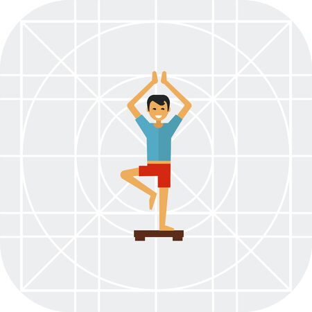 Multicolored vector icon of young man doing yogaのイラスト素材