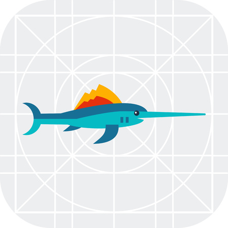 Multicolored vector icon of needlefish, side viewのイラスト素材