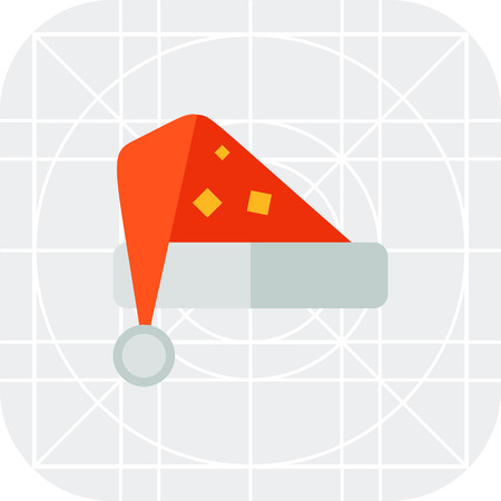 Multicolored vector icon of red Santa hatのイラスト素材