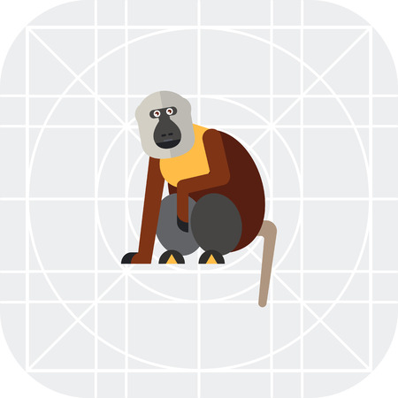 Multicolored vector icon of sitting macaque monkeyのイラスト素材