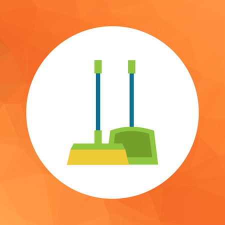 Vector icon of dustpan and broom, isolated on whiteのイラスト素材