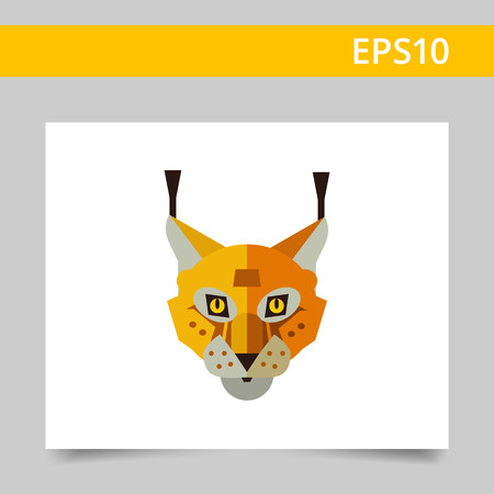 Multicolored vector icon of red lynx headのイラスト素材