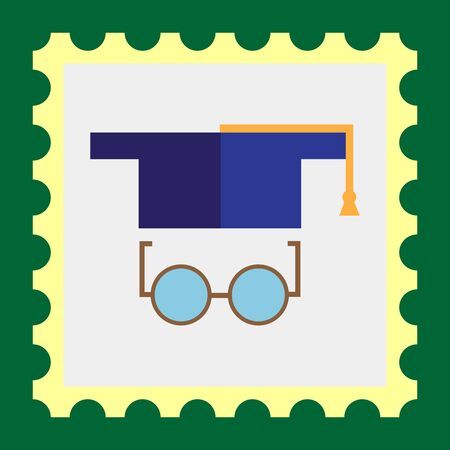Icon of graduation hat and round glassesのイラスト素材