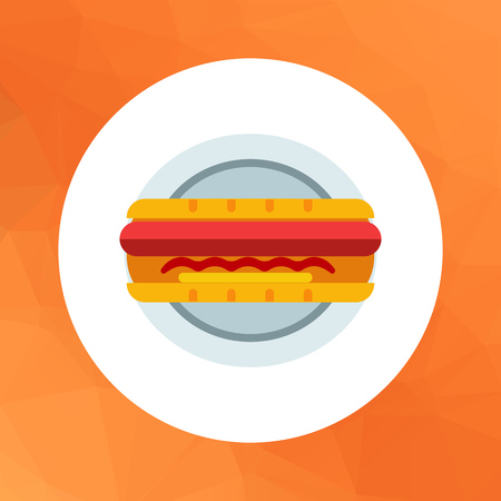 Vector icon of hot dog on plateのイラスト素材