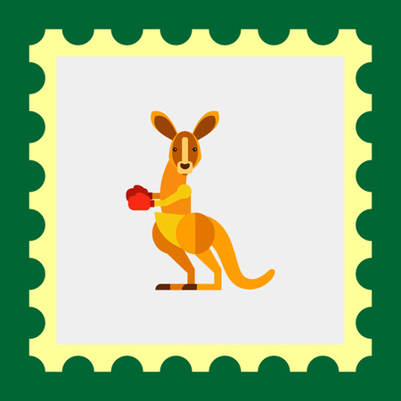 Multicolored vector icon of kangaroo wearing boxing glovesのイラスト素材